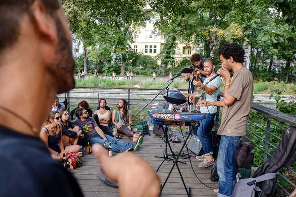 One of many music concerts you can see in the summer on the streets of Kreuzköln
