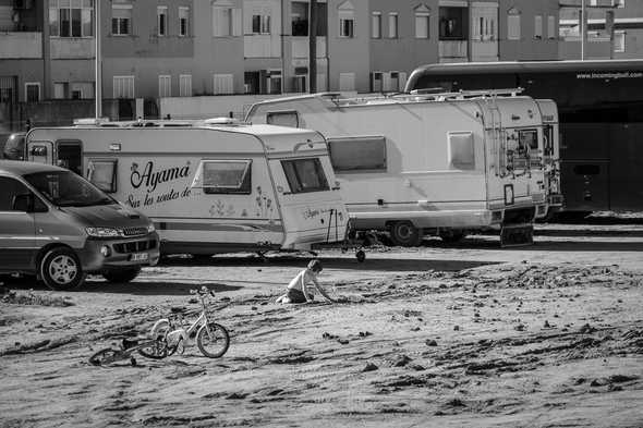 One of many motorhome parking lots. Tarifa, Spain